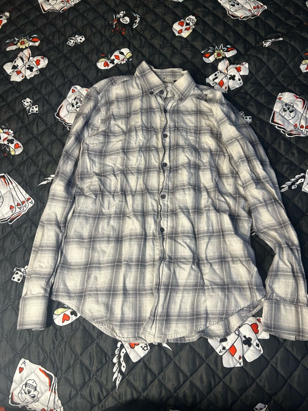 Five Four Gray and White Plaid Button-Down Shirt